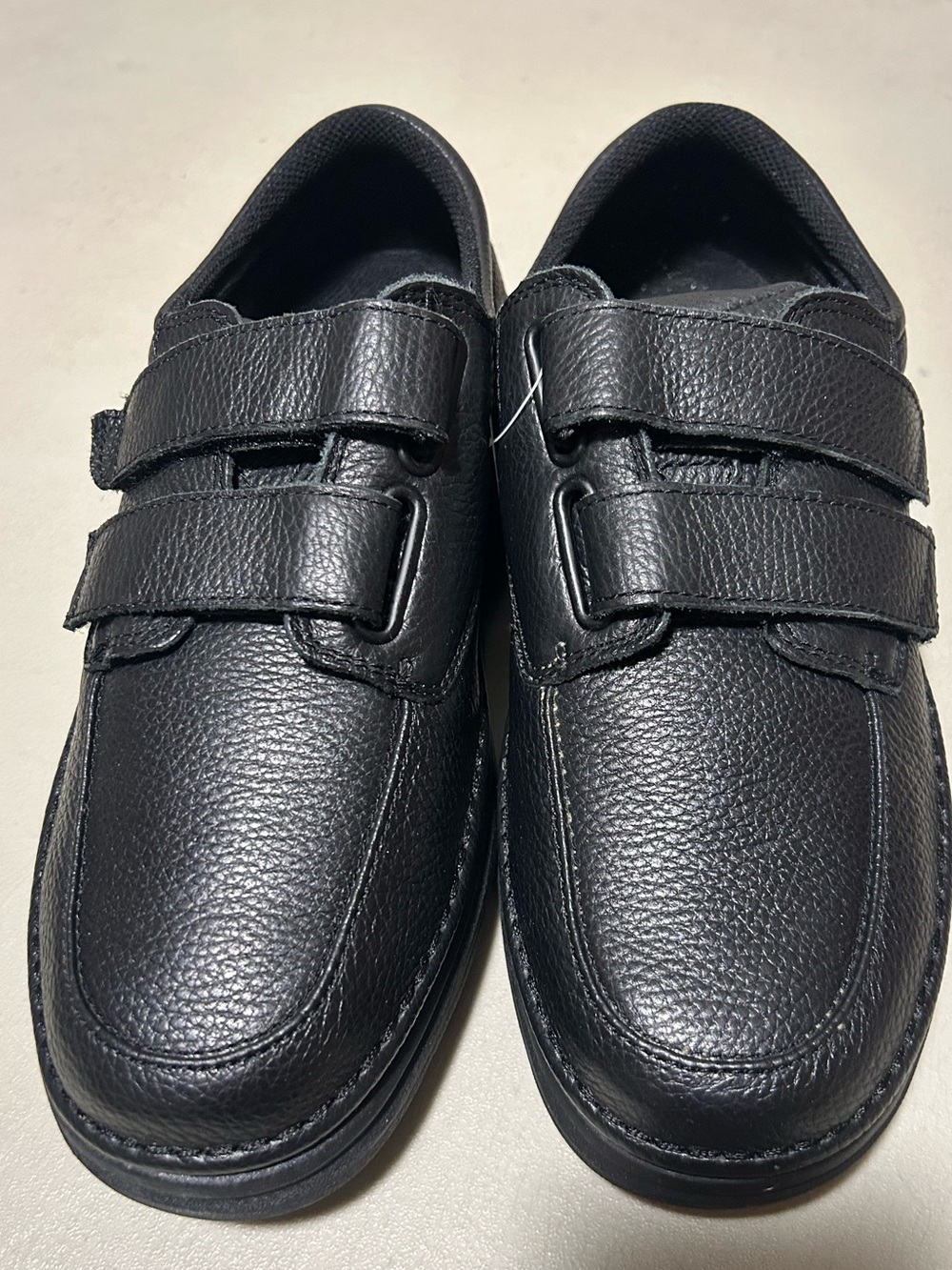 Men's Black Leather Double-Strap Casual Shoes